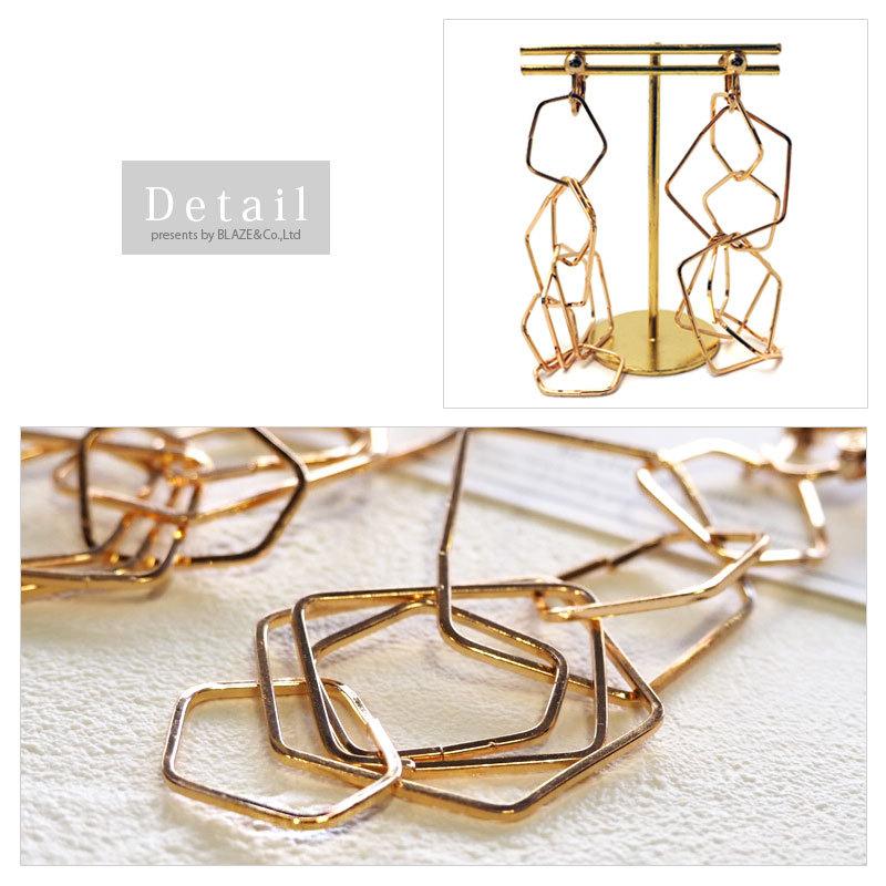 BLAZE ピアス＆イヤリング ゴージャス ゴールド フレーム アクセサリー