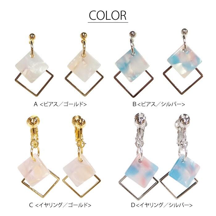 121☻ハンドメイド*ゴールドクリア マーブルスクエア クリップ イヤリング BLAZE ピアス ＆ イヤリング マーブル スクエア アクセサリー 両耳用