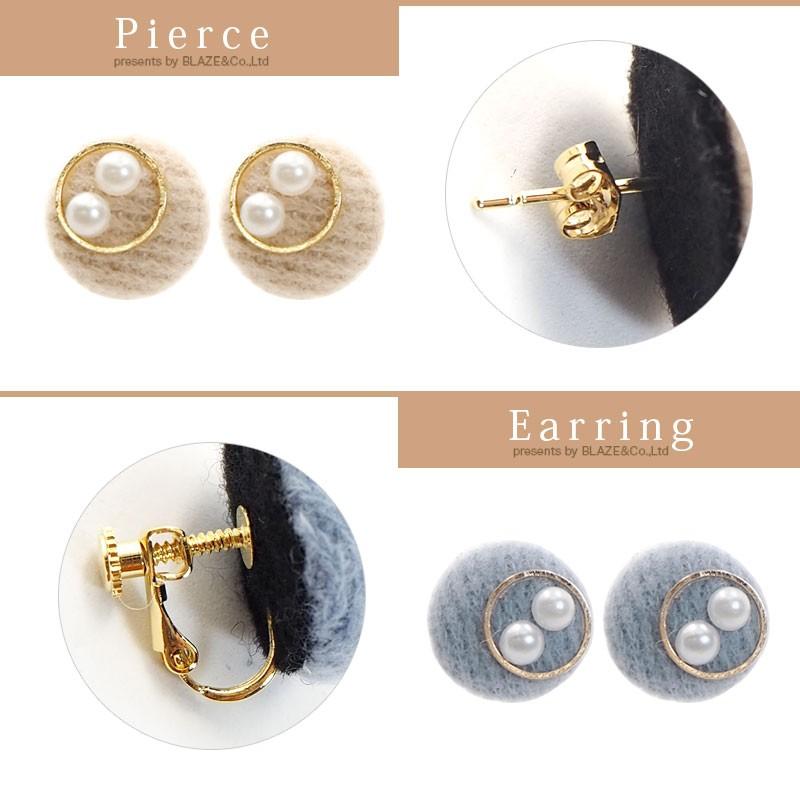BLAZE ピアス ＆ イヤリング ニット ボタン × パール アクセサリー