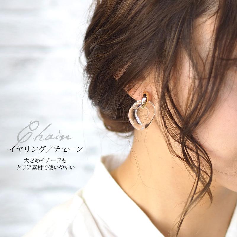 b609 clear×gold イヤリング/ピアス BLAZE 韓国 ピアス イヤリング クリア フラワー オーバル フープ