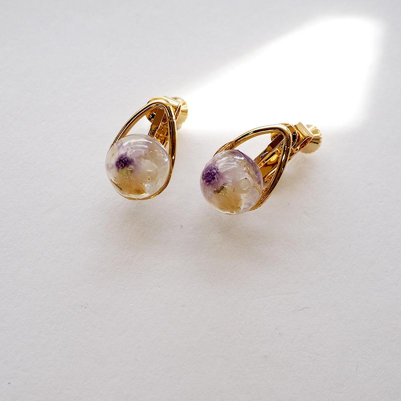 BLAZE ピアス イヤリング ぷっくり フラワー パール 花 ドライフラワー