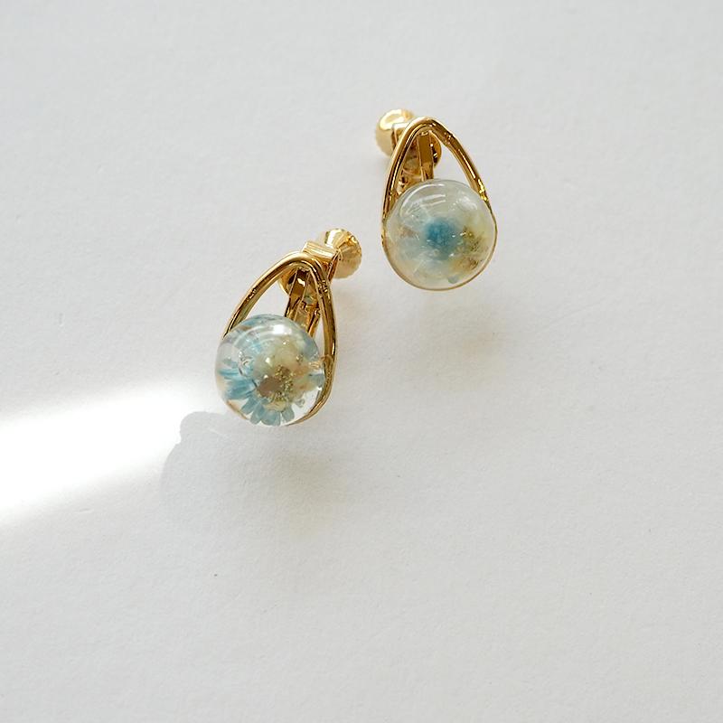 BLAZE ピアス イヤリング ぷっくり フラワー パール 花 ドライフラワー