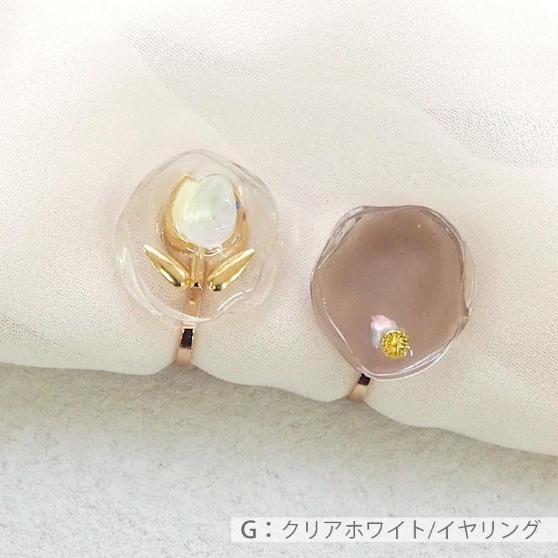 No.1519-E　【値下げ】フラワーモチーフ☆春☆レジン☆ピアス・イヤリング BLAZE ピアス イヤリング チューリップ サークル 花 フラワー 日本製