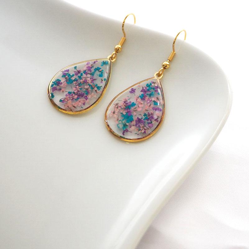BLAZE フックピアス フラワー 花 ドライフラワー 押し花 ピアス