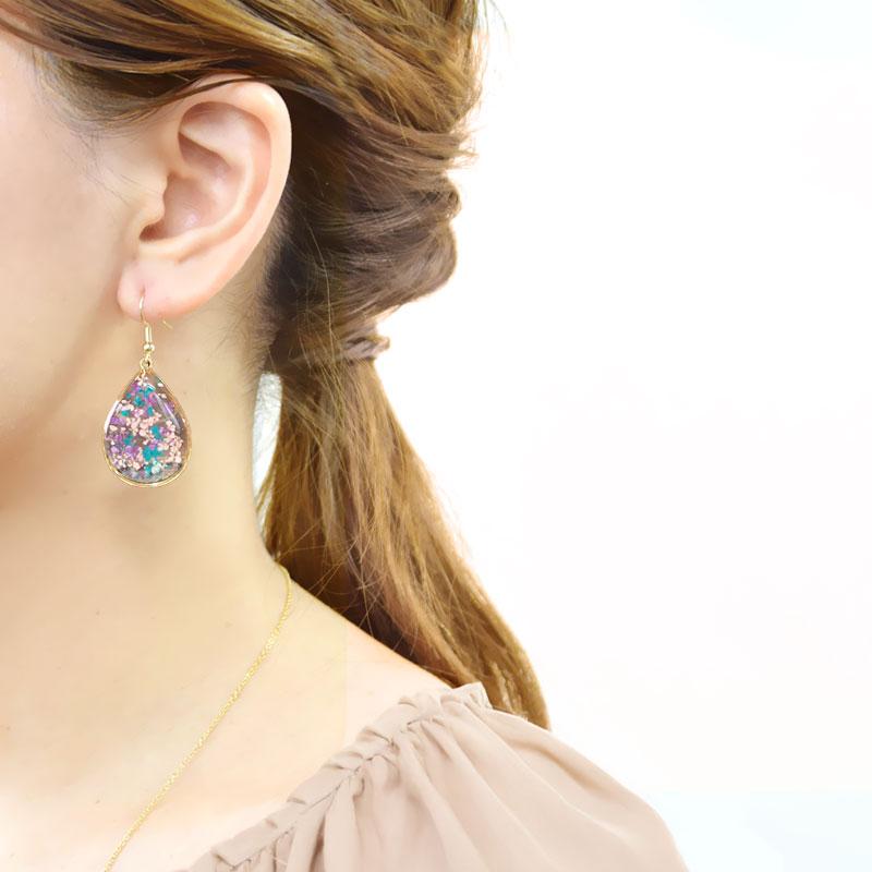 BLAZE フックピアス フラワー 花 ドライフラワー 押し花 ピアス