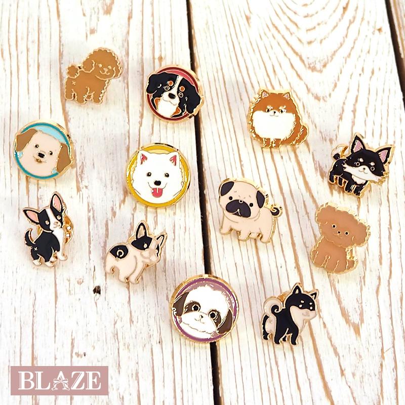 犬のピンバッジ 25種類セット BLAZE ピンバッジ 犬 柴 トイプードル ブルドッグ チワワ ポメラニアン