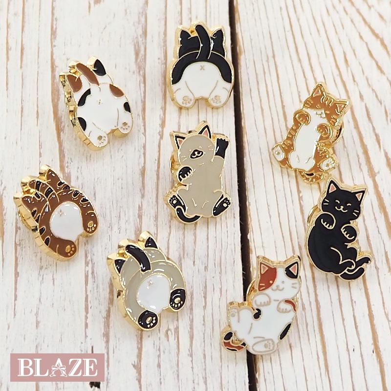BLAZE ピンバッジ 猫 ネコ 三毛猫 茶トラ 黒猫 シャム猫 ハチワレ 動物