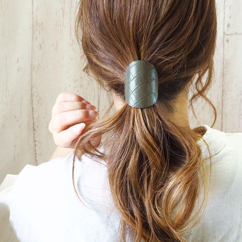 BLAZE（手芸） ポニーフック メタル フェイクレザー ヘアアクセサリー  