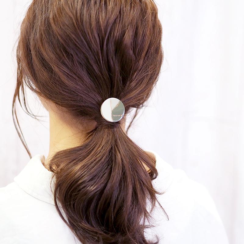 ポニーフック サークル くすみカラー デザイン ビジュー ヘアゴム 