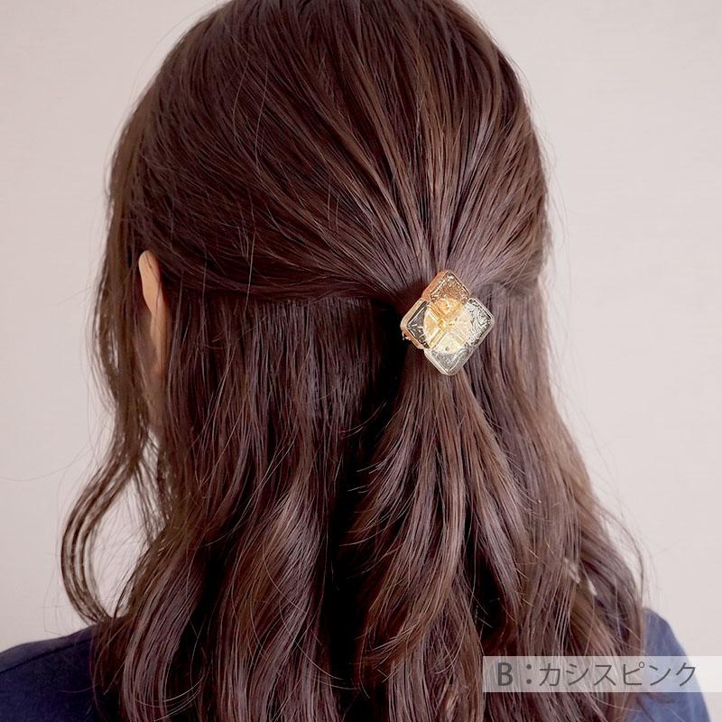 【N.447】ハンドメイドヘアゴム/ポニーフック　薔薇　花かんざし　かすみ草 BLAZE ポニーフック フラワー 花 クリア 透明 ヘアゴム 日本製 レジン