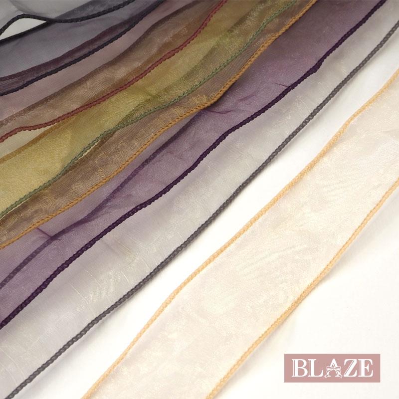 BLAZE 100cmカット オーガンジー リボン テープ 約4.5〜5cm幅 シック