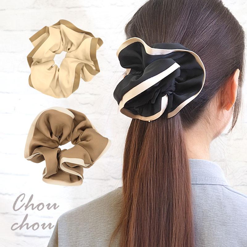 BELLA シュシュ　ベージュ新品未使用 BLAZE シュシュ シンプル バイカラー ヘアアクセサリー レディース