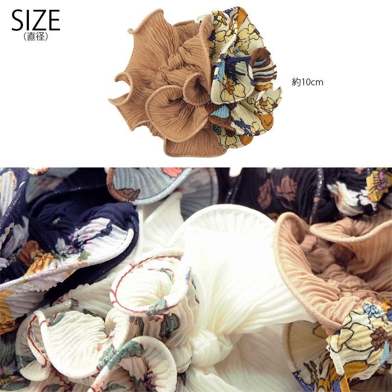 BLAZE プリーツ シフォン シュシュ ハーフデザイン ヘアアクセサリー