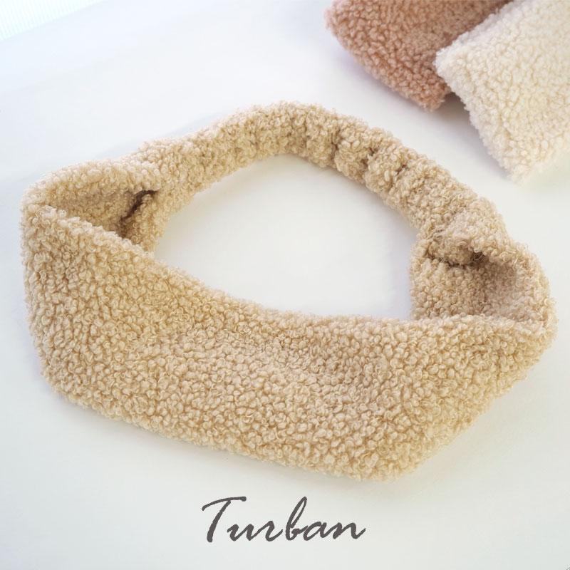 BLAZE ターバン ヘアバンド 幅広 ボア もこもこ 無地 シンプル