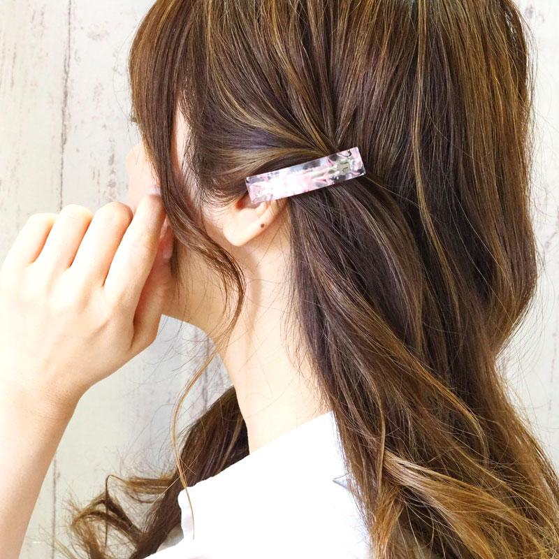 BLAZE バレッタ アクリル ヘアアクセサリー まとめ髪 アセチ マーブル