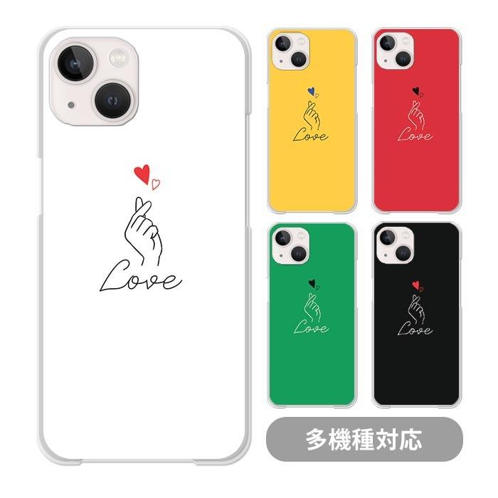 スマホケース クリアケース ハードケース 透明 指ハート サイン ハート 