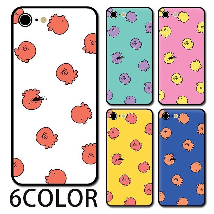 スマホケース ラウンド ガラス タコ たこ 蛸 墨 デフォルメ 大人