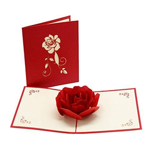 Tafly 3dバラグリーティングカード立体ポップアップカード バレンタインカード 感謝状 手作りのメッセージカード