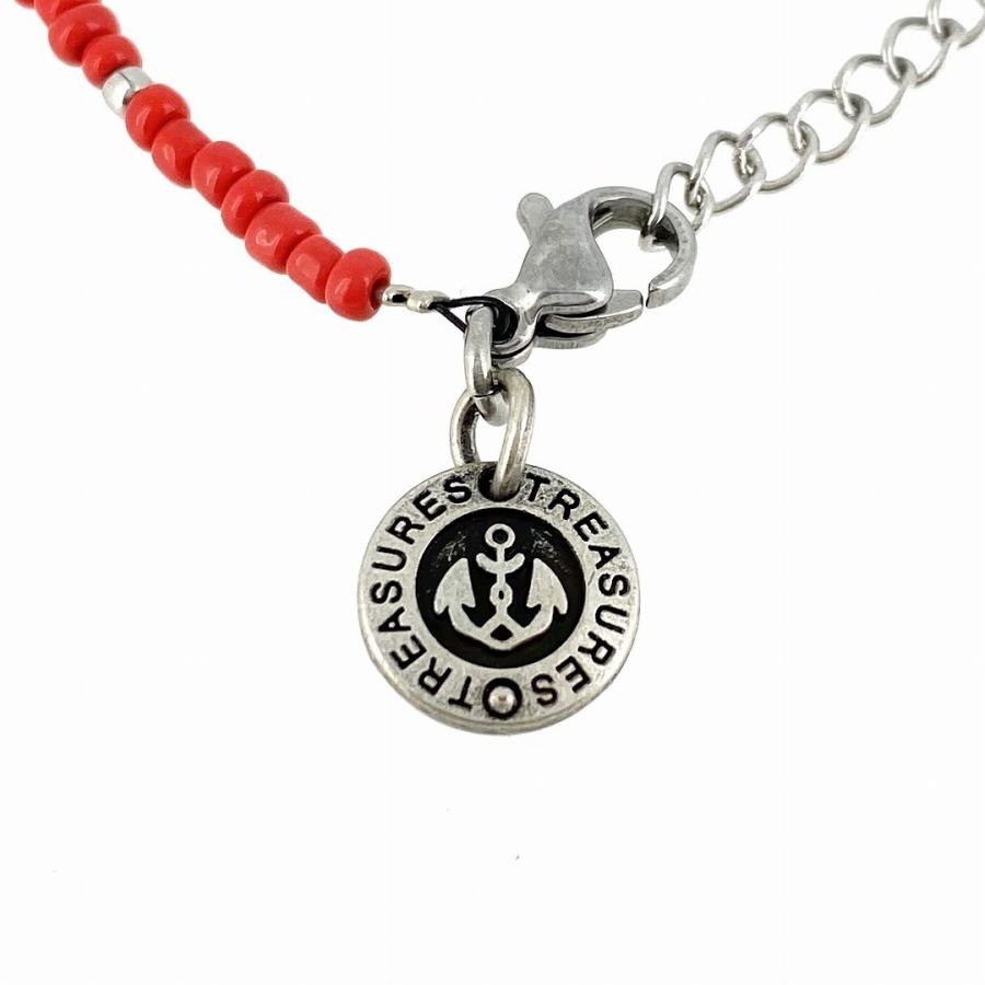 アンクレット チェーン メンズ レディース ペア ジュエリー アクセサリー ステンレス シルバー ビーズ レッド 足首 シンプル ユニセックス プレゼント ギフト | BLESS | 03