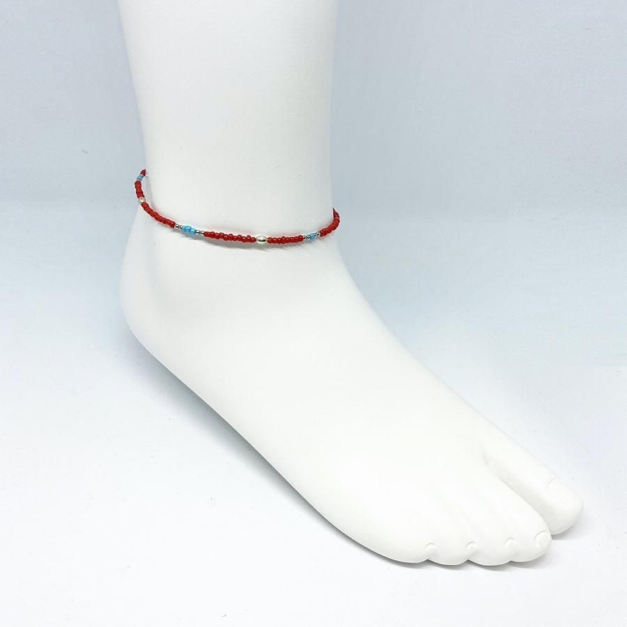 アンクレット チェーン メンズ レディース ペア ジュエリー アクセサリー ステンレス シルバー ビーズ レッド 足首 シンプル ユニセックス プレゼント ギフト | BLESS | 04