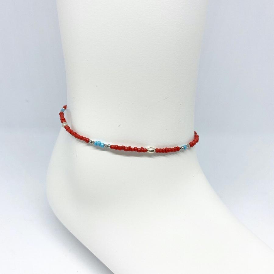 アンクレット チェーン メンズ レディース ペア ジュエリー アクセサリー ステンレス シルバー ビーズ レッド 足首 シンプル ユニセックス プレゼント ギフト | BLESS | 05