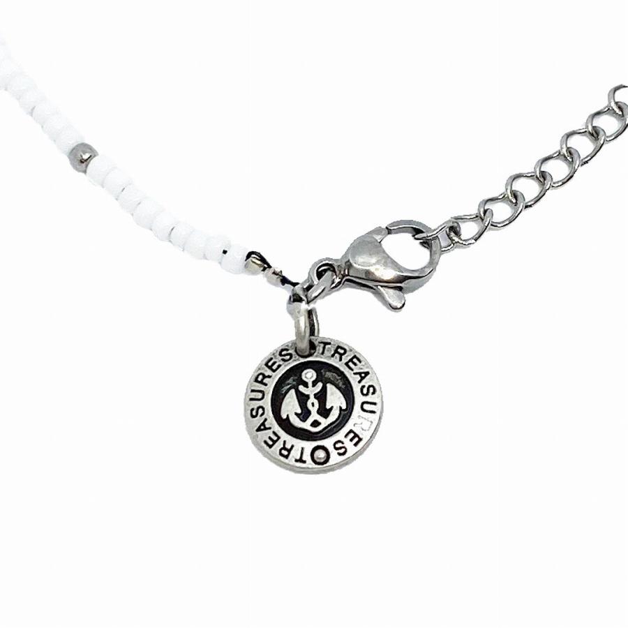 アンクレット チェーン メンズ レディース ペア ジュエリー アクセサリー ステンレス シルバー ビーズ ホワイト 足首 シンプル ユニセックス プレゼント ギフト | BLESS | 03