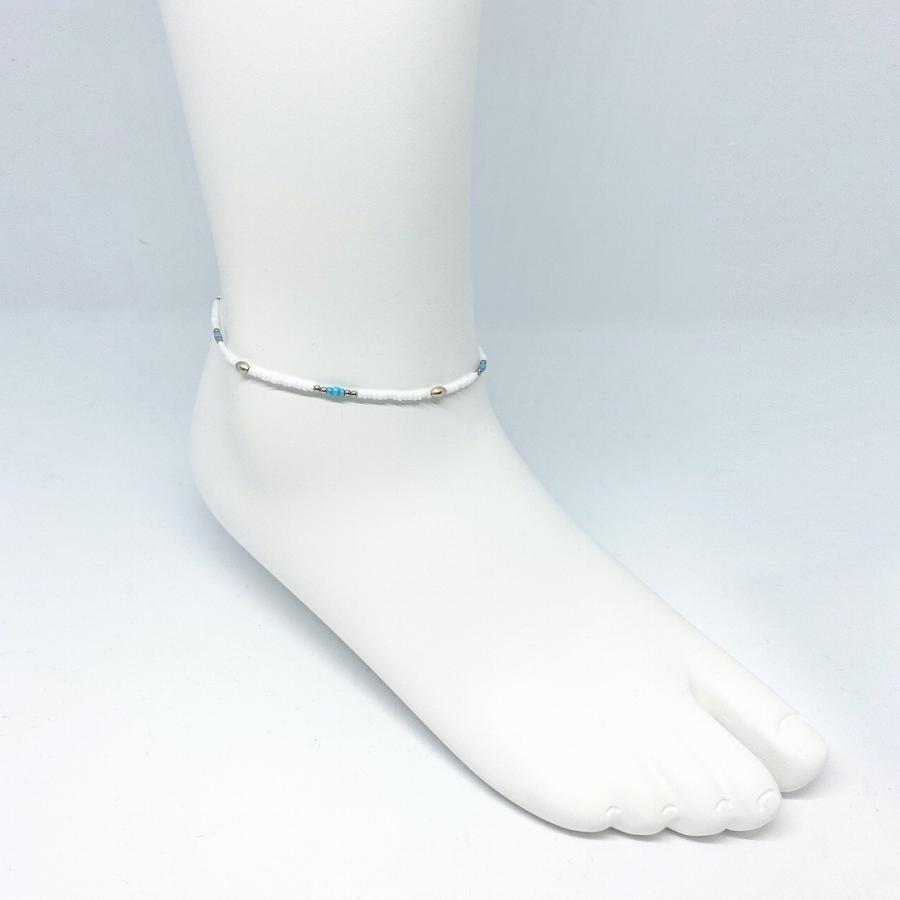 アンクレット チェーン メンズ レディース ペア ジュエリー アクセサリー ステンレス シルバー ビーズ ホワイト 足首 シンプル ユニセックス プレゼント ギフト | BLESS | 04