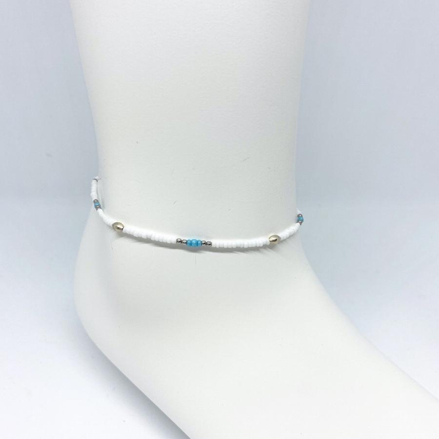 アンクレット チェーン メンズ レディース ペア ジュエリー アクセサリー ステンレス シルバー ビーズ ホワイト 足首 シンプル ユニセックス プレゼント ギフト | BLESS | 05