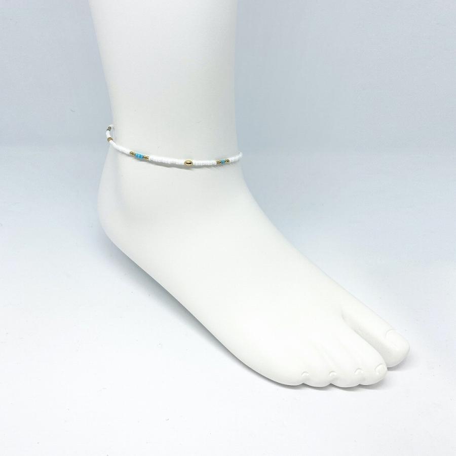 アンクレット チェーン メンズ レディース ペア ジュエリー アクセサリー ステンレス ゴールド ビーズ ホワイト 足首 シンプル ユニセックス プレゼント ギフト | BLESS | 04
