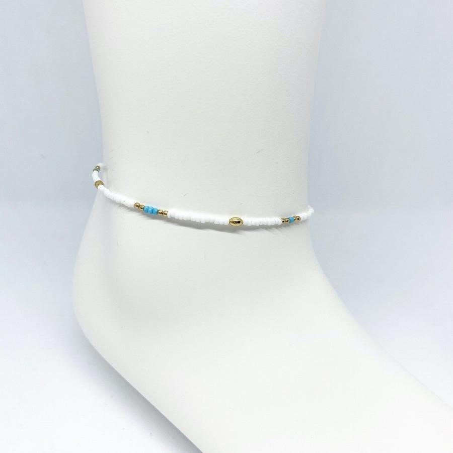 アンクレット チェーン メンズ レディース ペア ジュエリー アクセサリー ステンレス ゴールド ビーズ ホワイト 足首 シンプル ユニセックス プレゼント ギフト | BLESS | 05