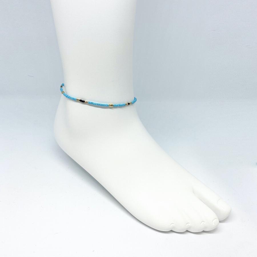 アンクレット チェーン メンズ レディース ペア ジュエリー アクセサリー ステンレス ゴールド ビーズ ブルー 足首 シンプル ユニセックス プレゼント ギフト | BLESS | 04
