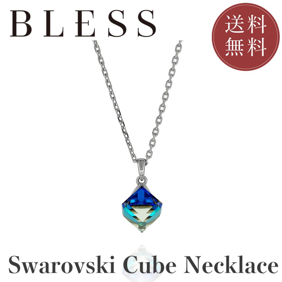 BLESS スワロフスキーキューブネックレス(L)【ステンレス