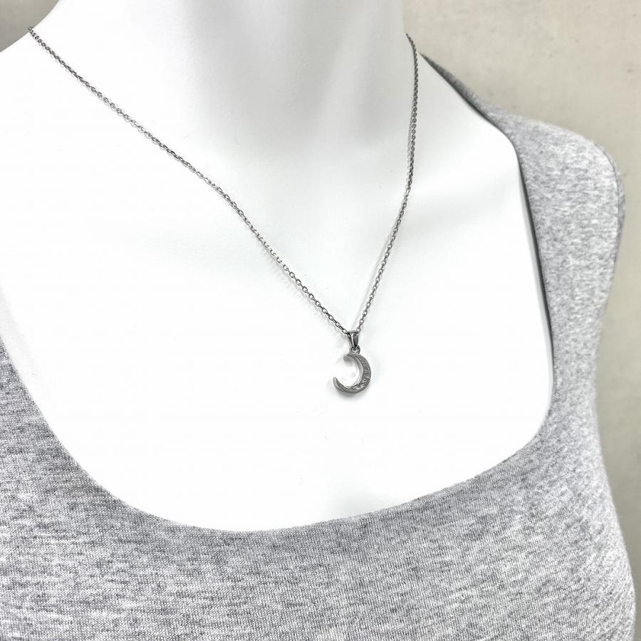 ハワイアンジュエリーネックレス ステンレス 金属アレルギー シルバー アクセサリー レディース メンズ 三日月 ムーン プレゼント ギフト 送料無料 |  | 08