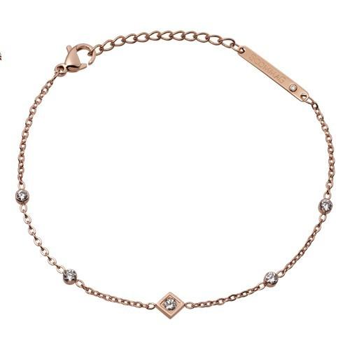 ストーンブレスレット レディース アクセサリー ジュエリー シンプル スワロフスキー ジルコニア 金属アレルギー ステンレス ピンクゴールド プレゼント ギフト | 