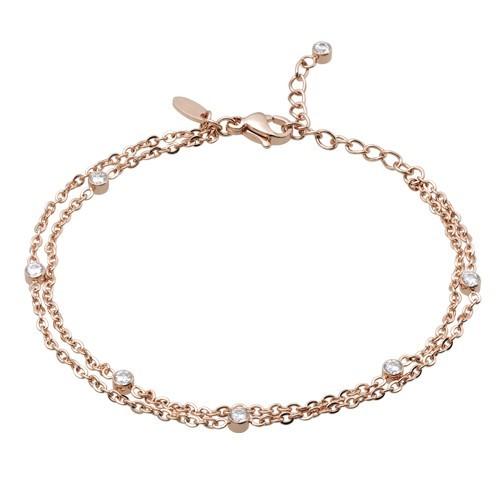 ダブルチェーンブレスレット レディース アクセサリー ジュエリー スワロフスキー ジルコニア 金属アレルギー ステンレス ピンクゴールド プレゼント ギフト |  | 05