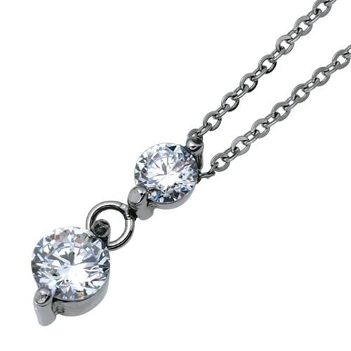 ストーンネックレス スワロフスキー ジルコニア レディース ステンレス 金属アレルギー シルバー アクセサリー プレゼント 送料無料 | 