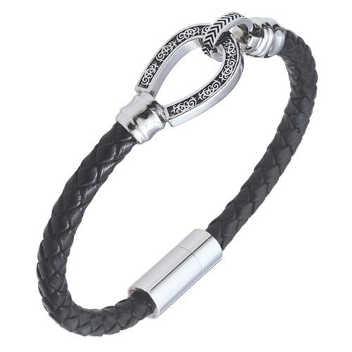 ブレスレット レディース メンズ ペア ジュエリー アクセサリー ステンレス シルバー 金属アレルギー レザー ブラック シンプル プレゼント ギフト