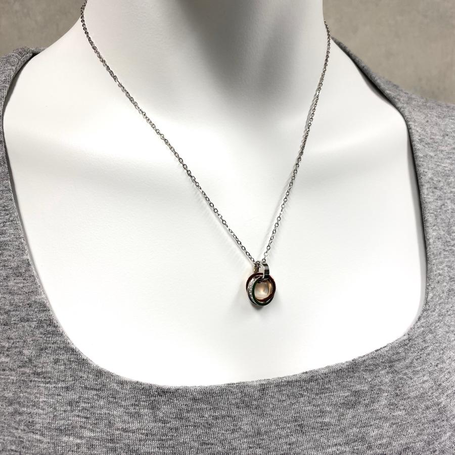 ダブルリングネックレス ペンダント ジルコニア アクセサリー ジュエリー メンズ レディース ステンレス ピンクゴールド ユニセックス ペア プレゼント ギフト |  | 04