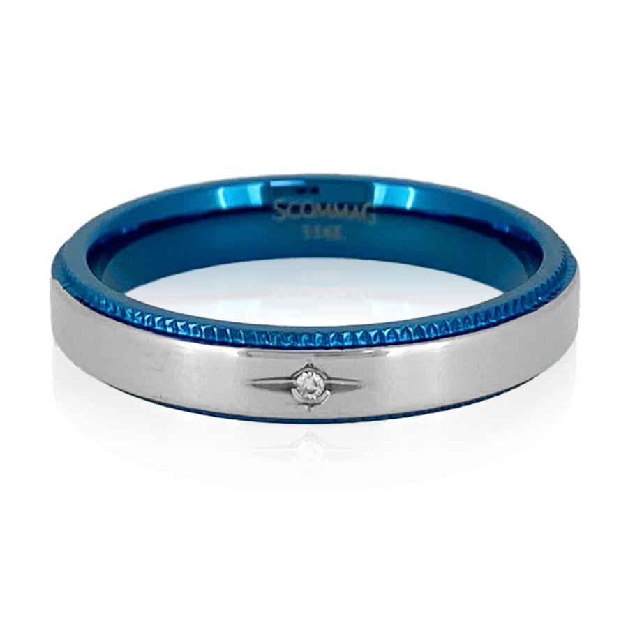 シャイニングスターリング ステンレス リング メンズ レディース SCOMMAG エスカマジー ブルーカラー 送料無料