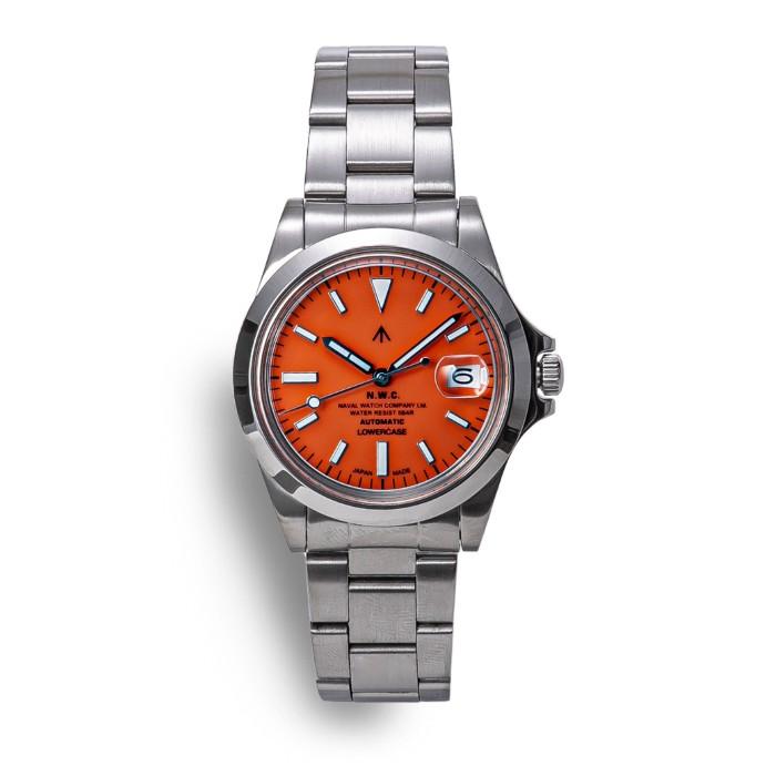 NAVAL WATCH Produced By LOWERCASE ナバルウォッチ 腕時計 ミリタリー FRXA016 Orange Mechanical S/S 3 links Metal bandの画像