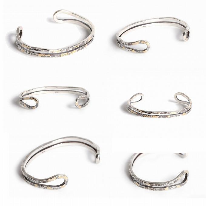 VIVIFY ビビファイ バングル ブレスレット シルバー Loopin’ Bangle/ Hammered finish w/gold | VIVIFY | 01