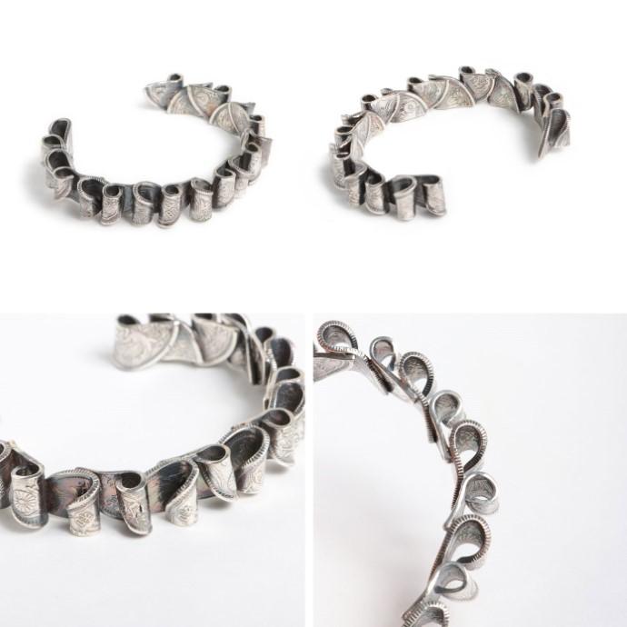 VIVIFY ビビファイ シルバー バングル ブレスレット 50 Sen Coins Half-Coin Wave Bangle | VIVIFY | 01