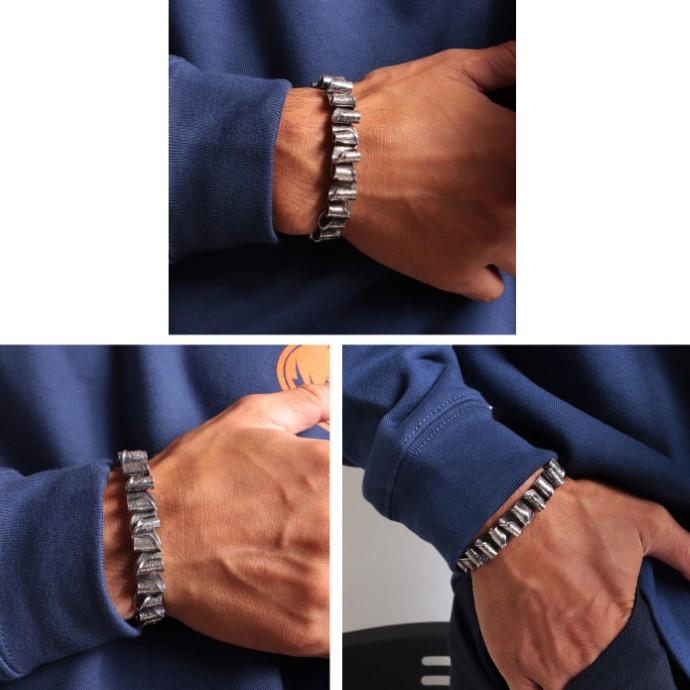 VIVIFY ビビファイ シルバー バングル ブレスレット 50 Sen Coins Half-Coin Wave Bangle | VIVIFY | 03