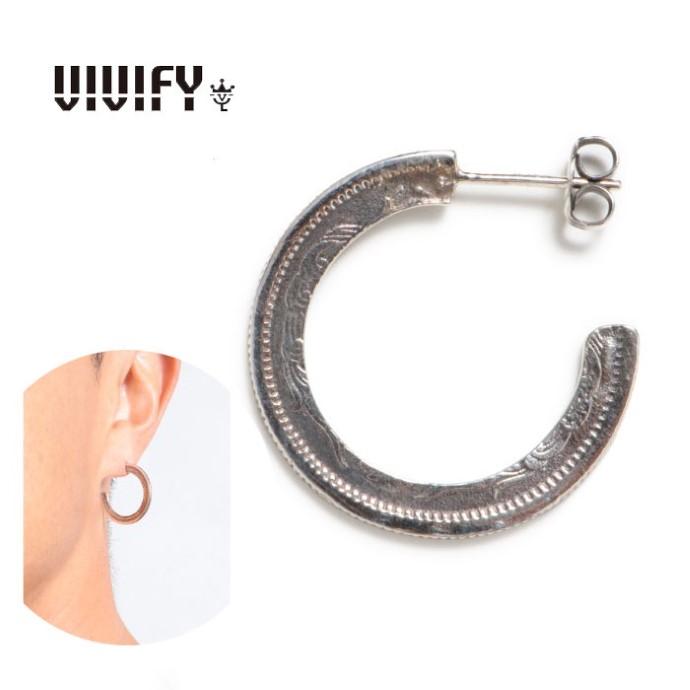 VIVIFY ビビファイ シルバー ピアス フープ 50 Sen Coin Giza Edge Line Pierce(L) | VIVIFY