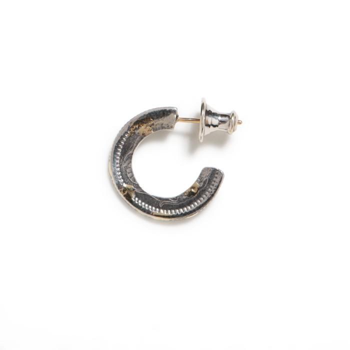 VIVIFY ビビファイ シルバー ピアス フープ K18gold post 50 Sen Coin Giza Edge Line Pierce(S) w/gold | VIVIFY | 03