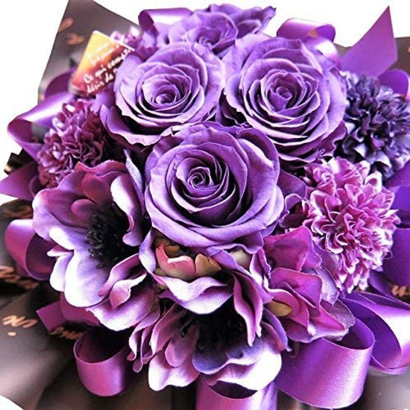 市場 古希お祝い 70歳 花束風 紫バラ４ プリザーブドフラワー入りギフト クリアーケース付き 枯れない 公式販売 Esraapharma Com