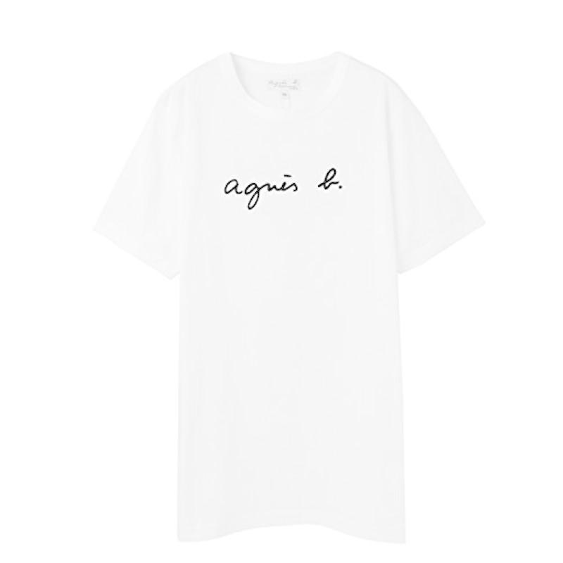 【信頼】 agnes b. ホワイト) (0(S), 半袖 メンズ 白 Tシャツ ロゴ アニエスベー オム HOMME 半袖