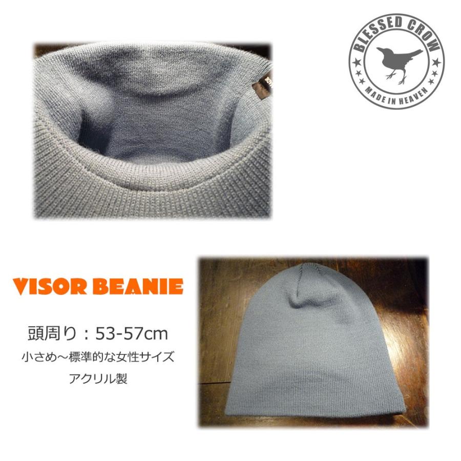 ツバ付き ニット帽 ニットキャップ BlessedCrow バイザービーニー 帽子
