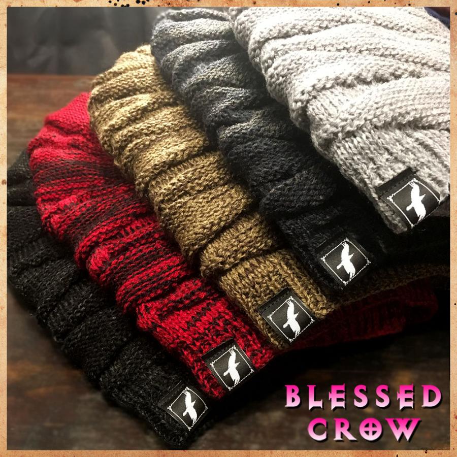 ニット帽 ニットキャップ メンズ レディース 裏ボア 帽子 ブランド BlessedCrow Bear ビーニー 秋冬 冬用 防寒 暖かい 大きめ |  | 02