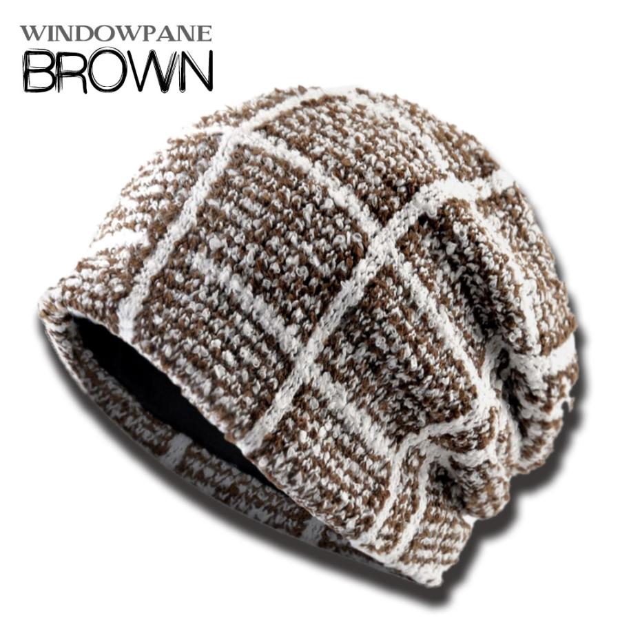 ニット帽 大きいサイズ メンズ レディース 秋冬 Windowpaneチェック ビーニー ゆったり 大きめ 深め |  | 03